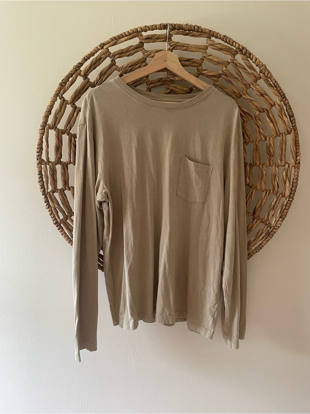 Original Use Men's Long-Sleeve Pocket Tee in Taupe